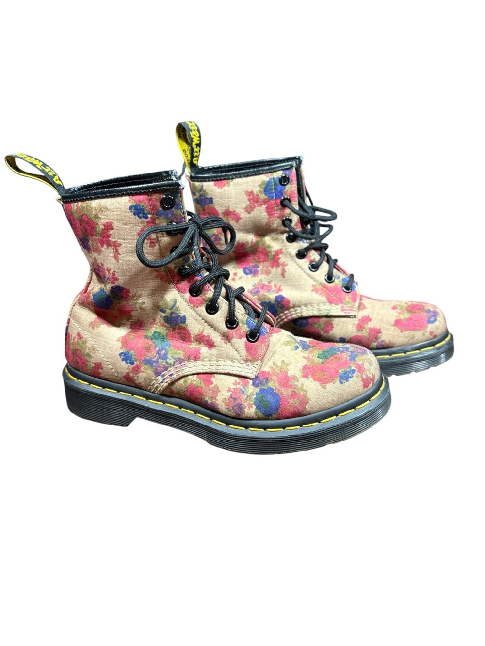 Dr Doc Martens Vintage Bouquet CASTEL Taupe Beige Boots Womens Size 7